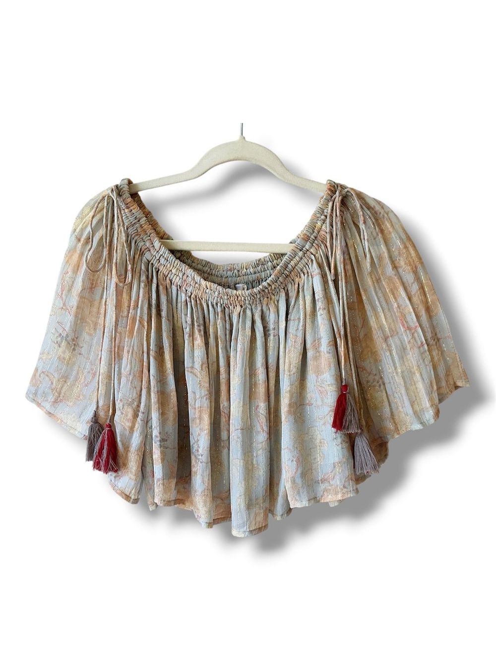 Raga Shimmer Crop Swing Top Tassel Ties Size L